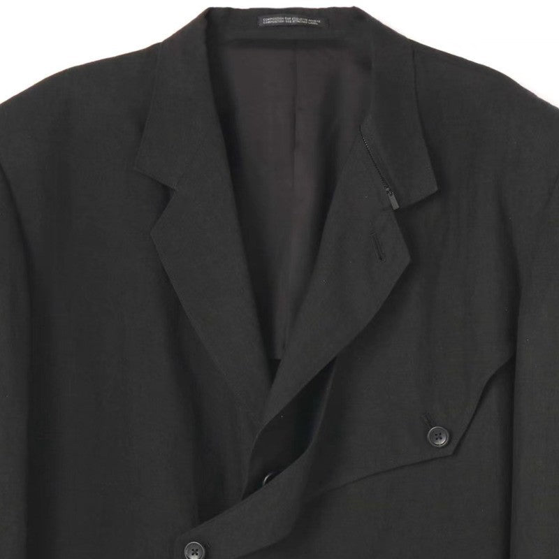 WVGA Spring Autumn New Man Tide Yamamoto Trendy Linen Blazer Niche Chic Casual Turn-Down Collar Long Sleeve Suit Coat Ins W13673