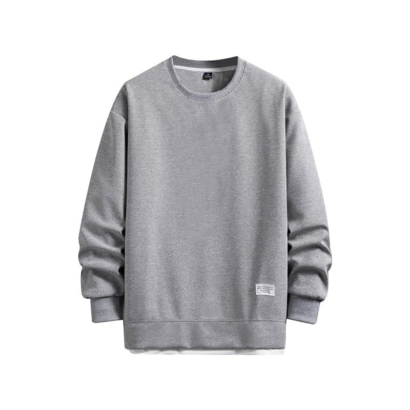 High-end Quality Waffle Fabric Round Neck T Shirts Long Sleeved 2023 Spring Autumn Casual All-match T-shirt Fashion Men Clothing