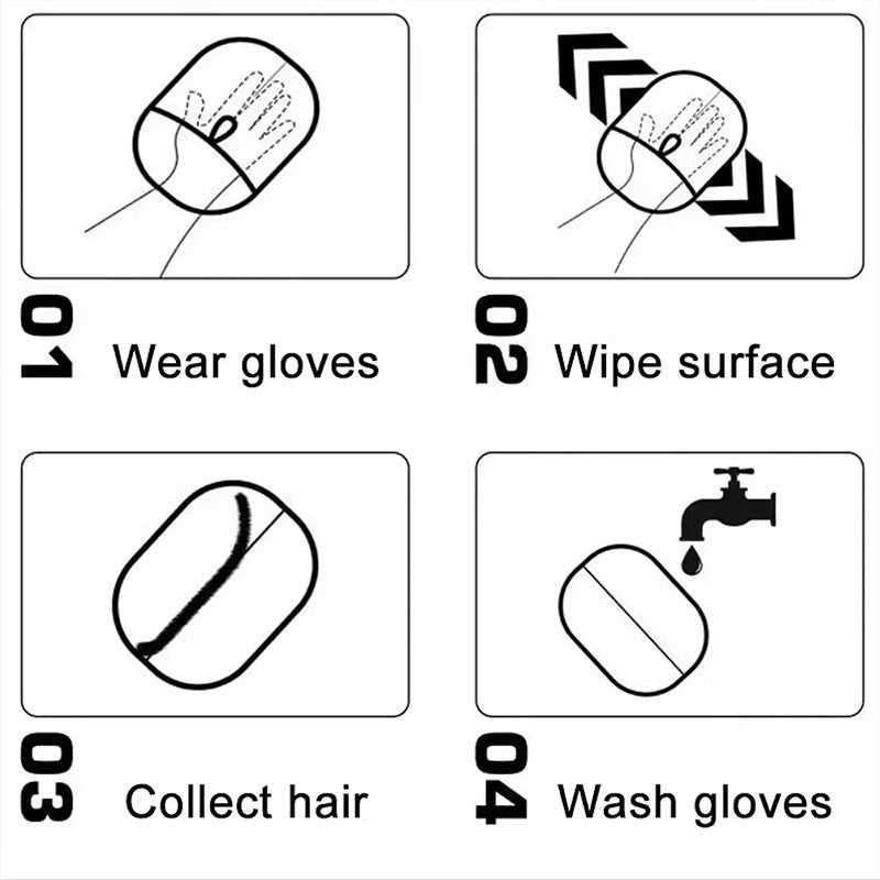 Pet Hair Remover Glove Double-Sided Electrostatic Hair Removal Gloves Reusable Washable Dedusting Brush Dog Cat Hair Remover