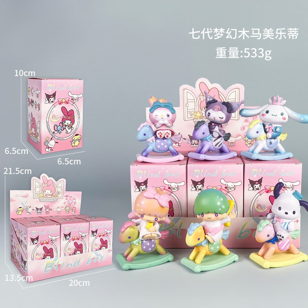 5Pcs-Set Sanrio Cinnamoroll Anime Figure Pochacco Kuromi Pom Pom Purin Hello Kitty Action Figure Toys Model Doll My Melody Gifts