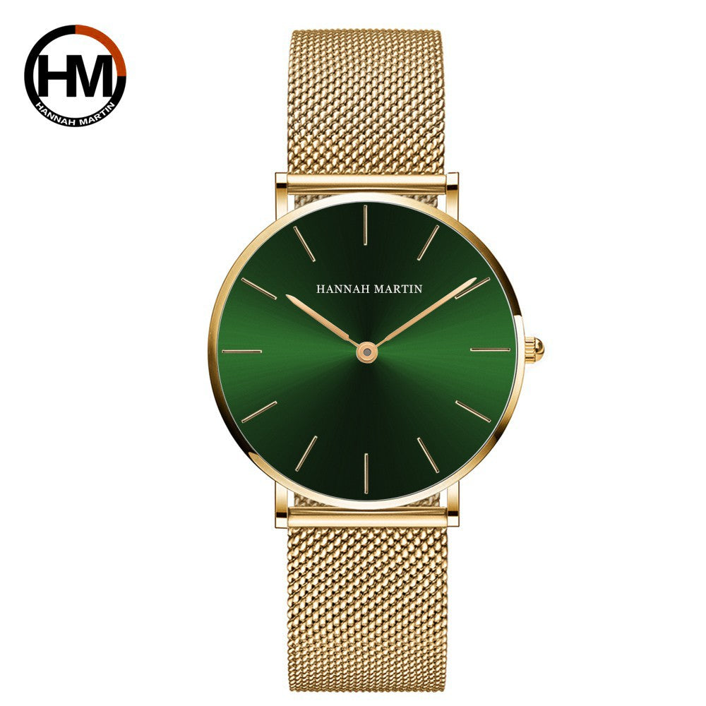 HANNAH MARTIN Brand Quality Stainless Steel Japan Quartz Movement Waterproof Women 36mm Full Rose Gold Ladies Dropshipping Watch