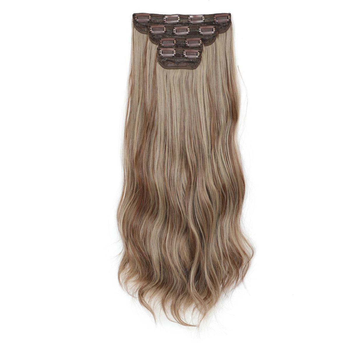 24Inch 61cm Body Wave Synthetic Wavy Blond 27/613 White Clip In Hair Extensions 4Pcs/lot 220g Heat Resistant Fiber