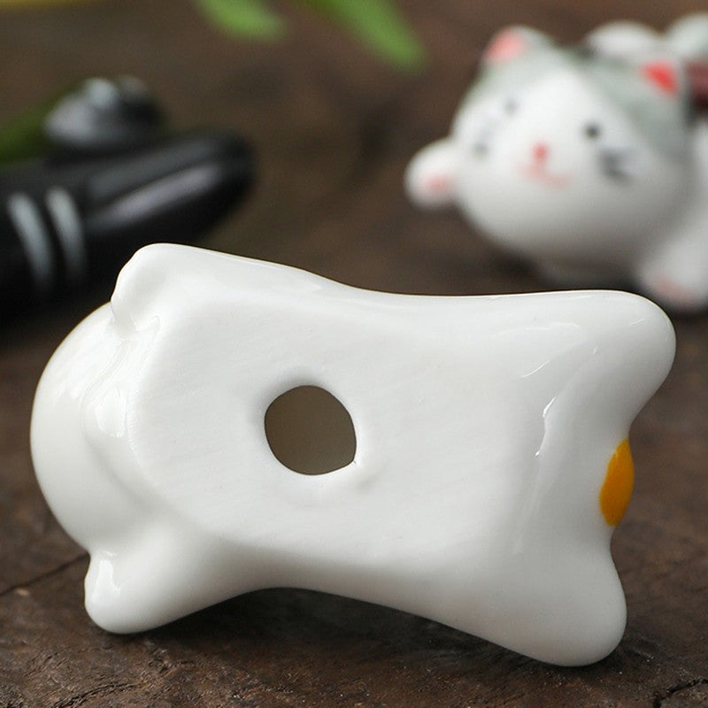 Ceramic Cat Shape Chopsticks Rack Kitchen Tableware Holder Stand Spoon Fork Pillow Storage Rack