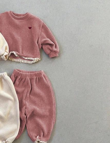 2025 Winter New Girls Warm Activewear Set Children Casual Sportswear Baby Girl Heart Sweatshirt + Pants 2pcs Suit Fleece Outfits