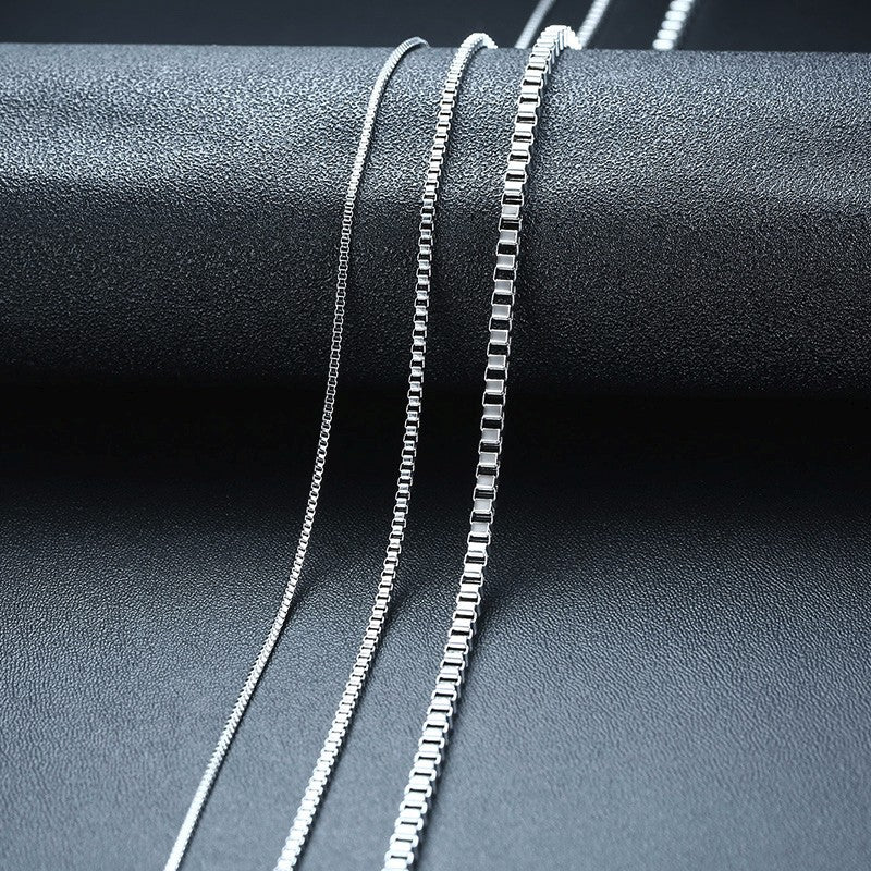 1/2/3MM Thin Chain Necklace for Men,Stainless Steel Square Box Chain Link Collars,Male Jewelry Gift