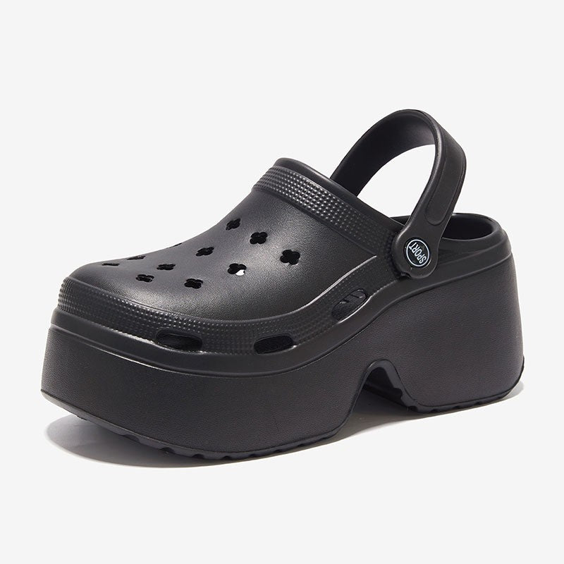 9CM Thick Women's Sandals 2024 New Summer Slippers High Heel Soft Sole Beach Garden Shoes Outdoor Waterproof Women's Hole Shoes