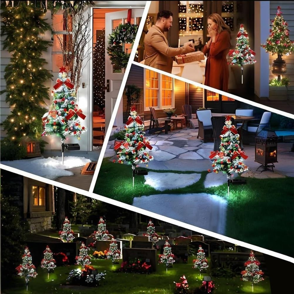 1PCS Solar Powered Christmas Tree Yard Stake , Waterproof Multi-Color LED Lights with 8 Modes, for Outdoor Garden Patio Decor