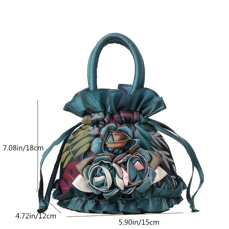 New soft lace mommy bag three-dimensional flower handbag drawstring handbag key cell phone organizer bag