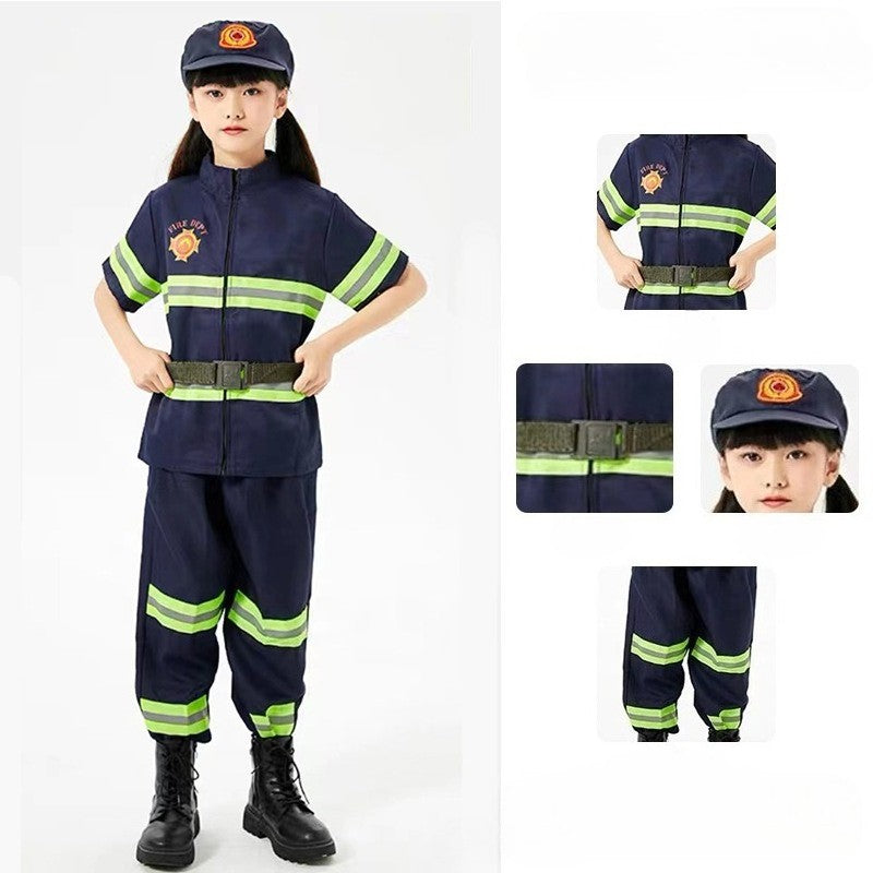 Children's Firefighter Performance Costume Kids Sets Boys and Girls Cosplay Fireman Clothes Festival Stage Show Clothes