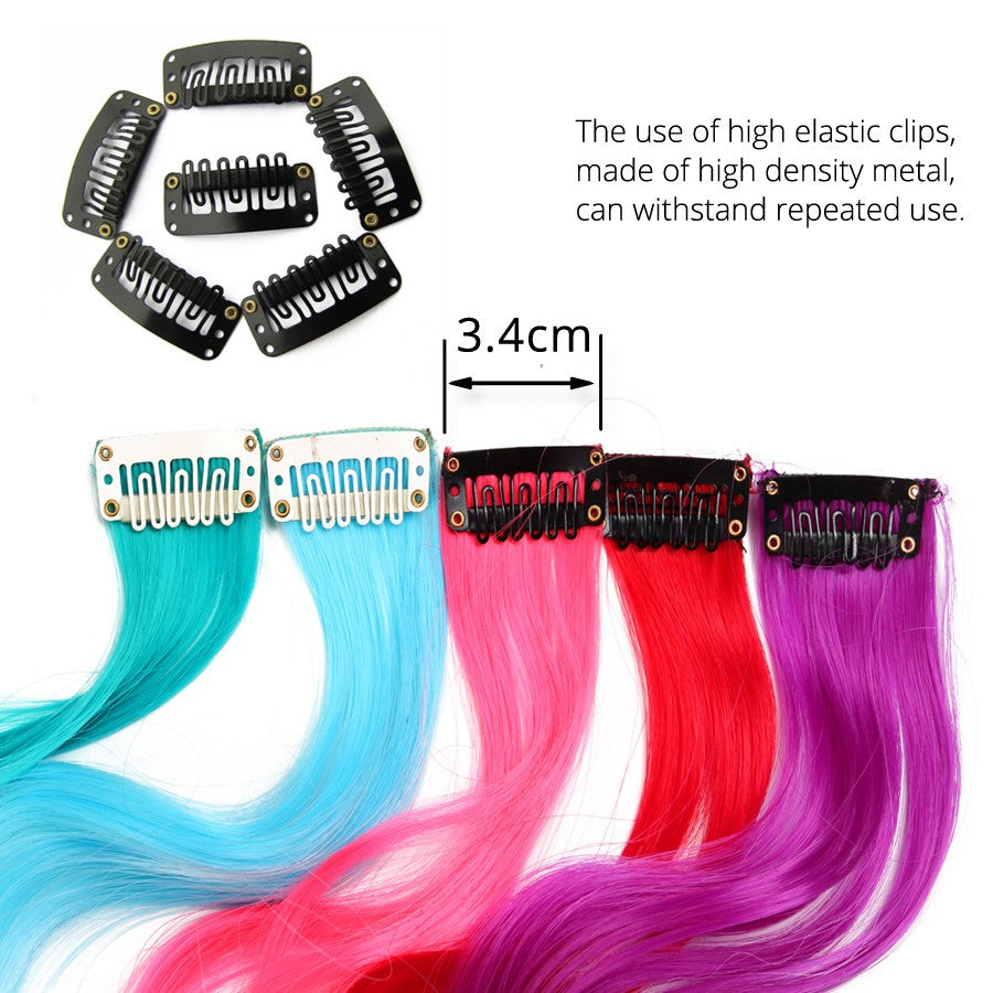 Synthetic Rainbow Wavy Hair Extensions Long Hair Extensions One Single Clip In Wigs Colorful Synthetic Fiber False Fake Hair 20";;VERDADEIRO;;"Q33,20inches
