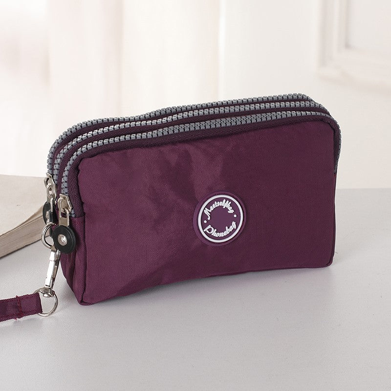 New long women's clutch, three-layer zipper, large-capacity coin purse