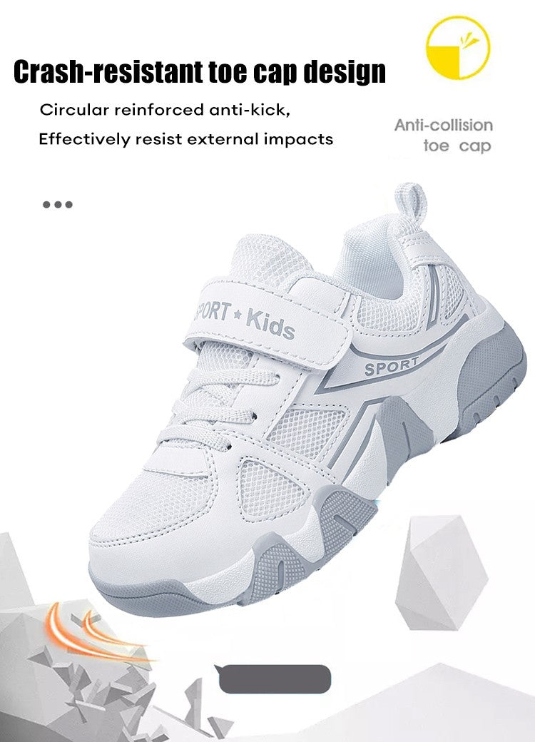 White Breathable Children Walking Shoes Summer Mesh Casual Sneaker for Kids Boys Outdoor Sport Tennis Anti-Slip