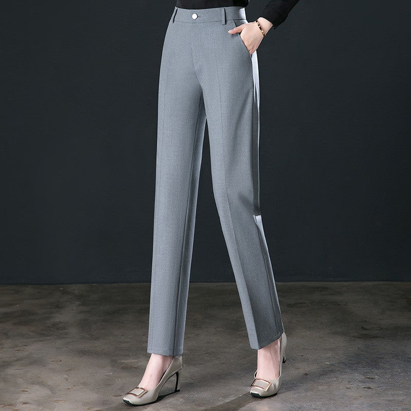 New Autumn Fashion Trousers Women's High Waisted Straight Suit Pants Loose Dress Pants Black Beige Grey Slacks Women Pantalones