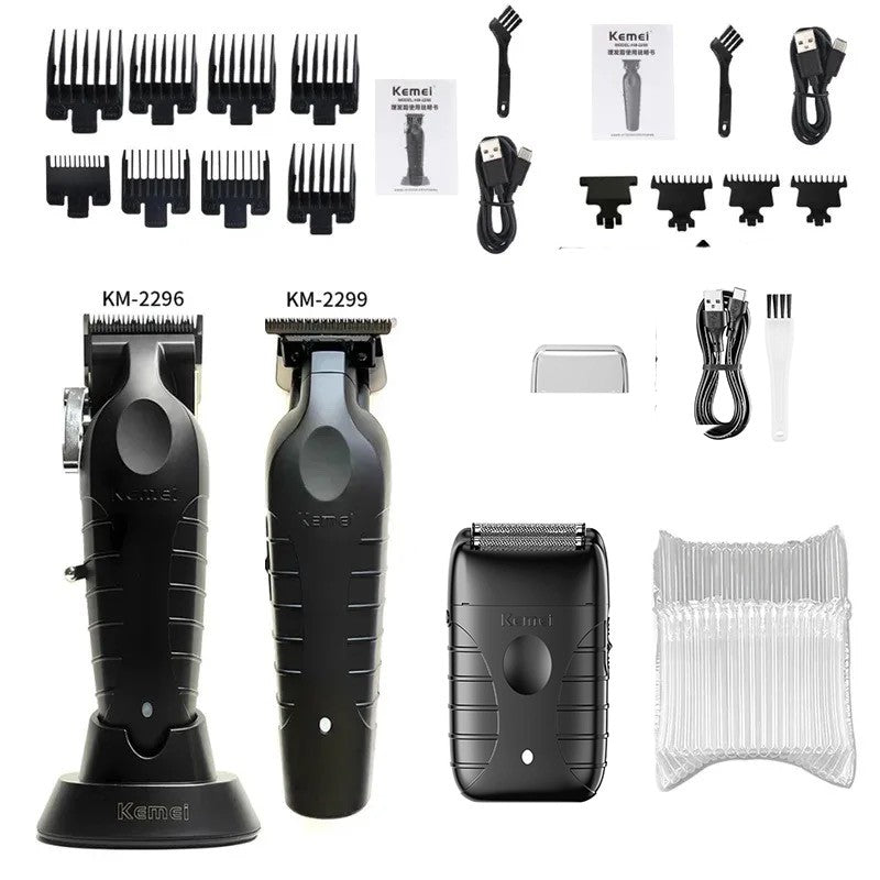 Kemei 2299 2296 T95 Professional Hair Clipper Cordless Trimmer Electric Foil Shaver Men Rechargeable Finish Hair Cutting Machine
