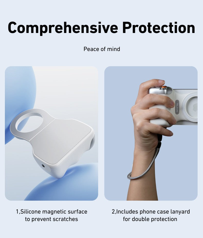 Fun Shot Magnetic Grip, Ergonomic Style Phone Camera Grip with Detachable Remote, Expandable Functionality for iPhone/Android