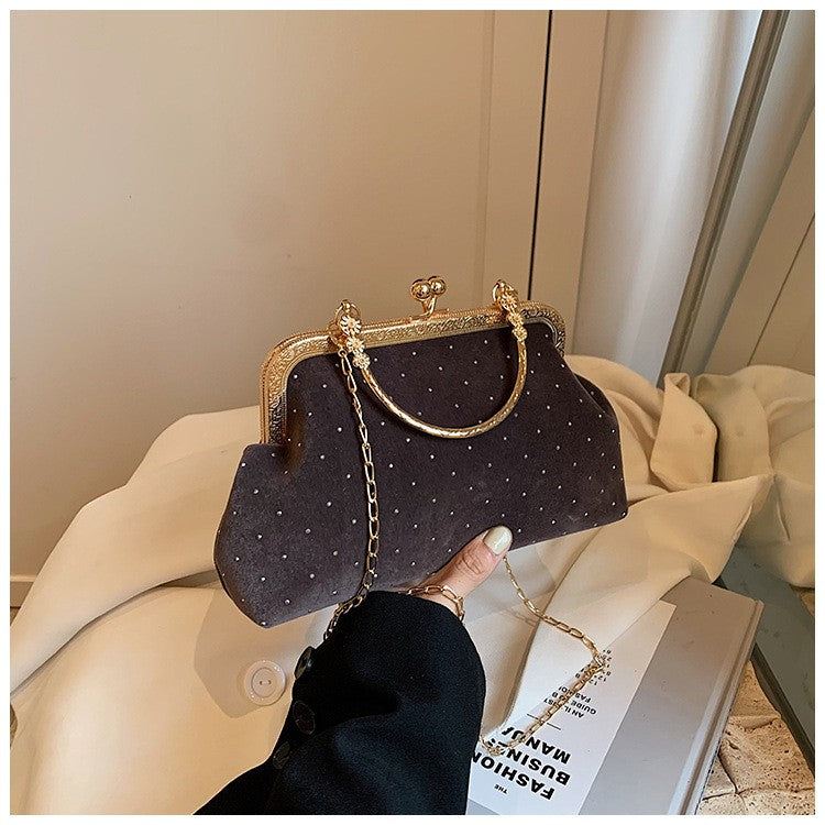 Luxury Design Women's Evening Clutch Purse Dinner Party Ladies Small Clip Shoulder Bag Handbags Retro Female Chain Crossbody Bag