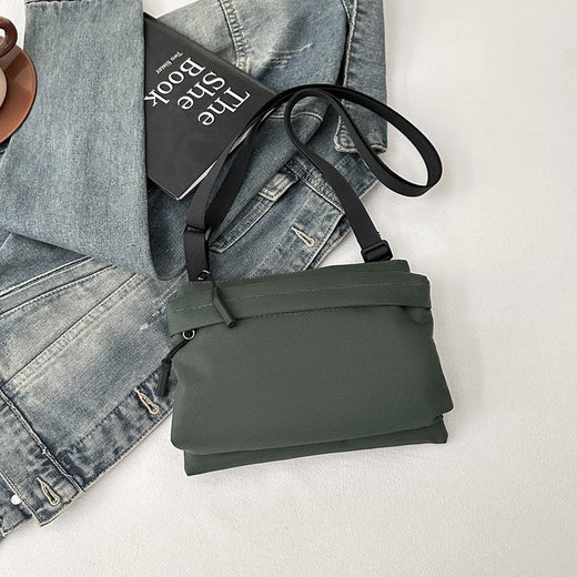 Fashion Leisure Nylon Shoulder Bag Solid Color Waterproof Cross-body Unisex Messenger Bag for Men And Women