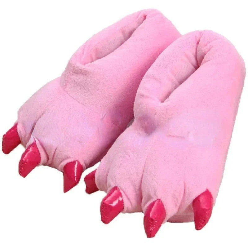 Tiger Animal Paw Slippers For Boy Girl Unisex Kids Cute Monster Claw Slippers Cartoon Soft Plush Warm Home Slippers Child Shoes