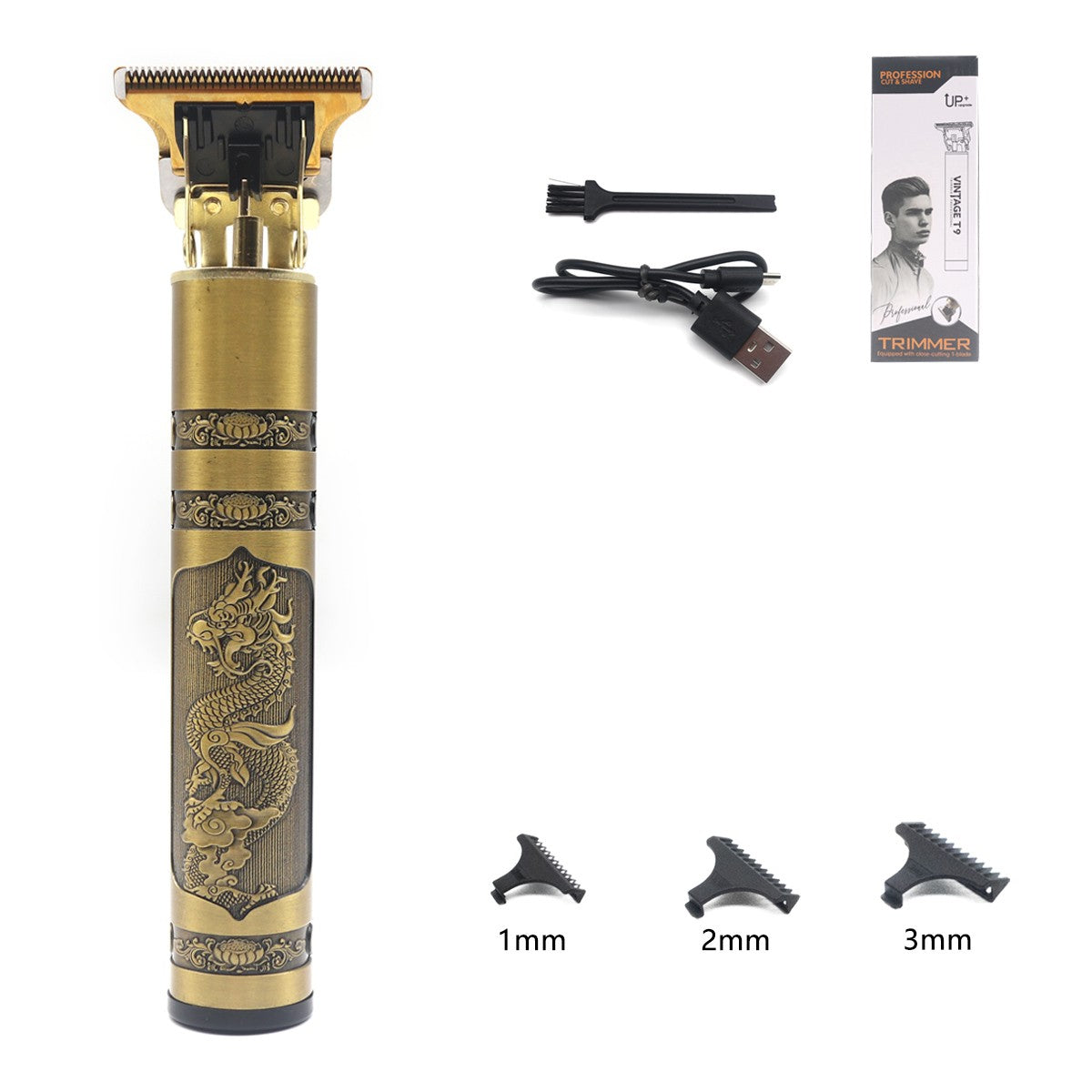 T9 Professional Hair Trimmer Machine Metal Body Stainless Steel Blade Hair Clipper Beard Trimmer for Men Finishing Machine