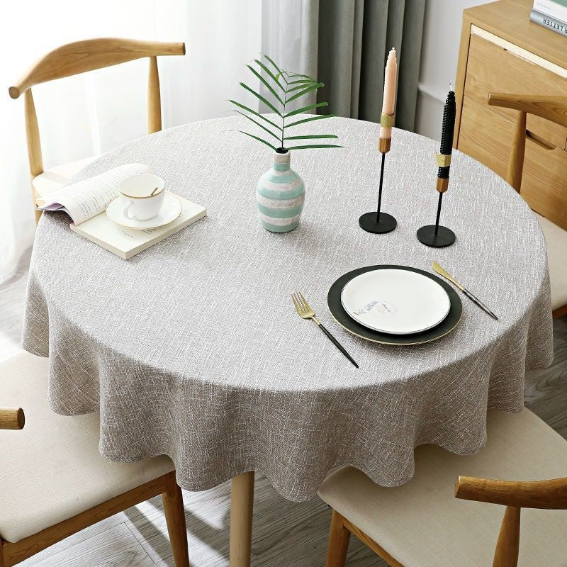 Round Table Cover Linen Round Tablecloth Solid Color Table Cloth Dining Tea Home Hotel Banquet Fabric Tablecloth