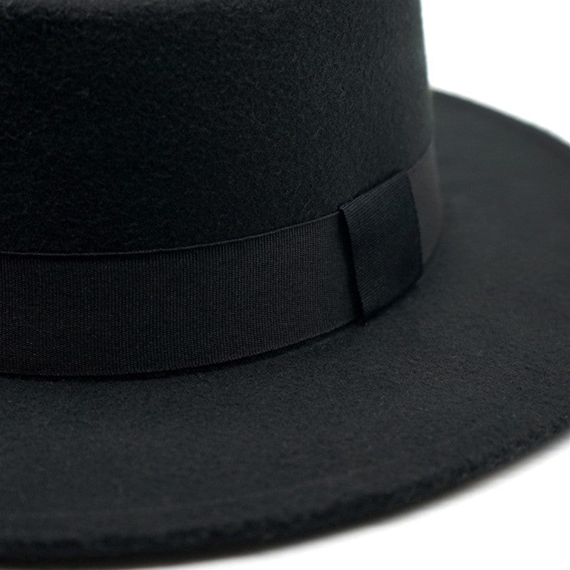 Winter Autumn Fashion Women Men Unisex Wide Brim Panama Hat Autumn Winter Gentleman Elegant Jazz Church Cap Beige Black Red