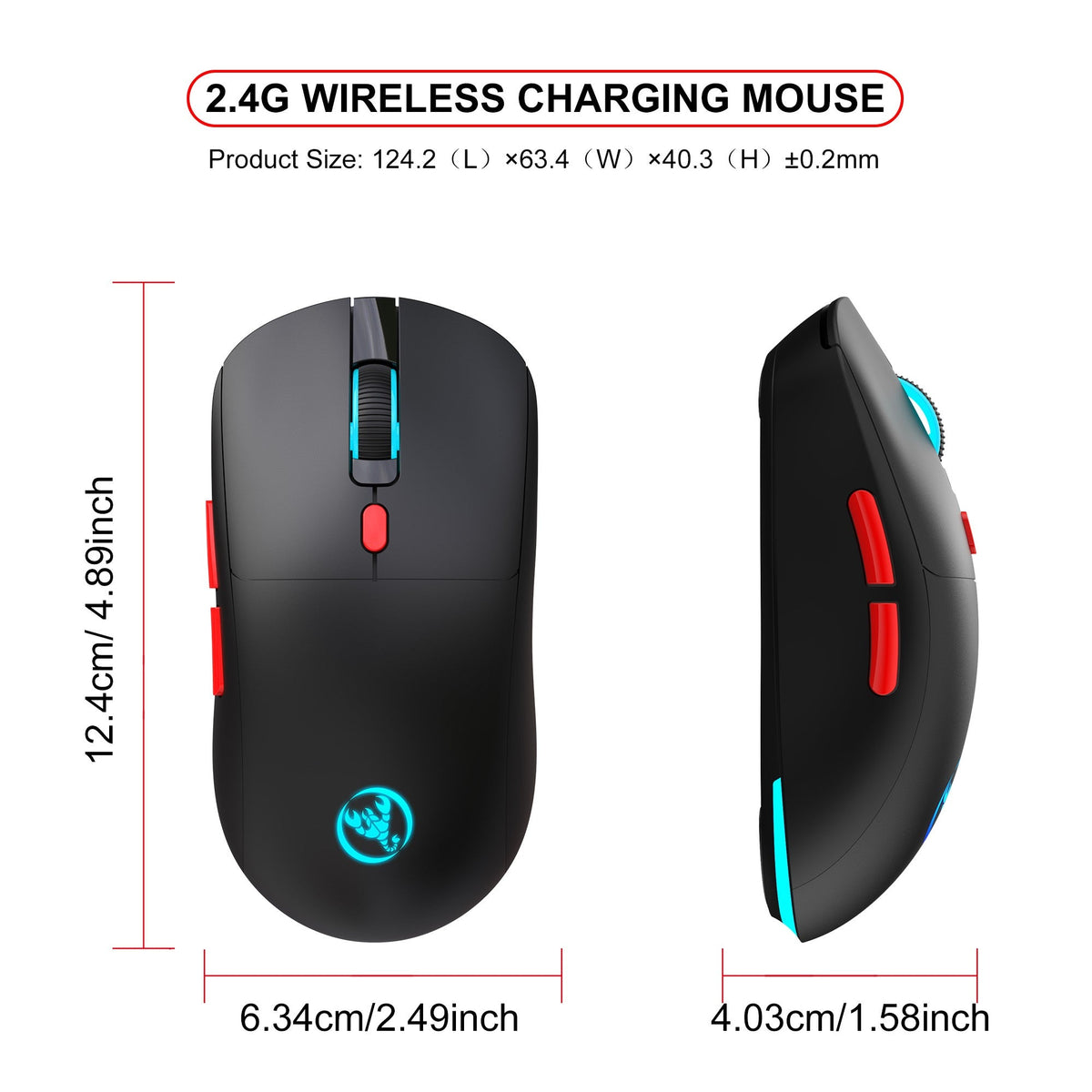 Rechargeable 2.4G USB Wireless Mouse Adjustable 3600dpi 7 Colors RGB Comfortable Mice for Home Office Laptop Computer Gamer