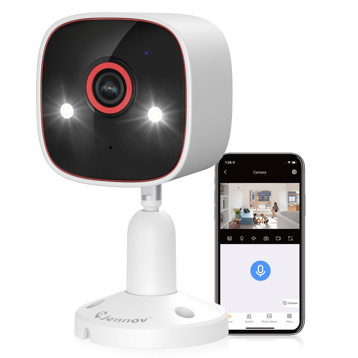 Jennov Outdoor/Indoor Security Cameras 2K HD Wireless WiFi Color Night Vision IP66 Waterproof Pet Dog Cat Baby Monitor Camera