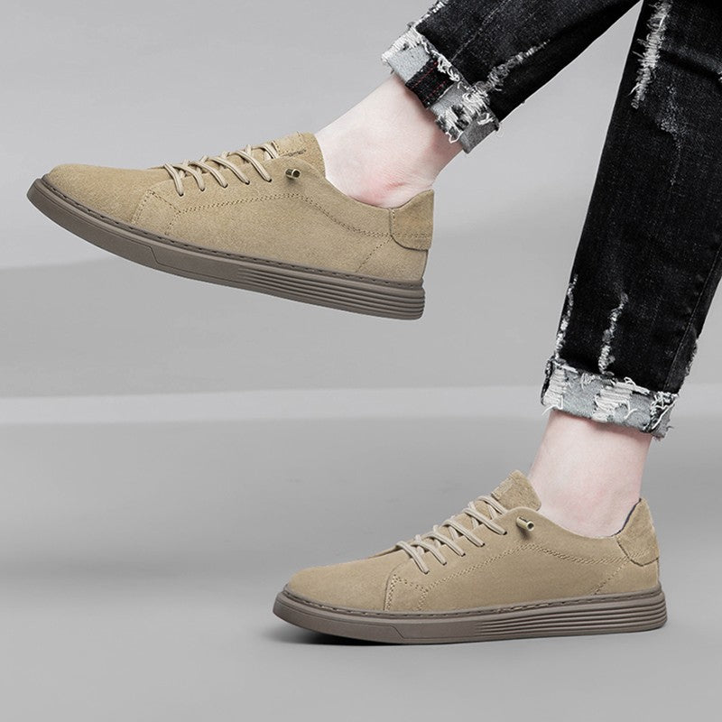 New Men's Suede Fashionable Lace-Up Casual Shoe Breathable And Comfortable Walking Shoe Anti -Slip And Wear-Resistant Flat Shoes