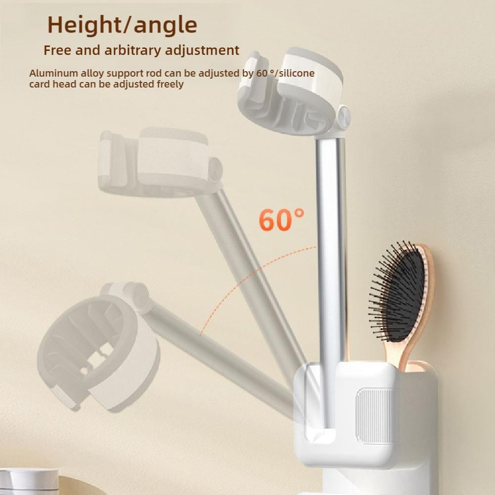 Angle Adjustable Hair Dryer Holder Non-Drilling Wall-Mounted Hair Dryer Stand For Bathroom Free-hand Lazy Storage Rack Shelf