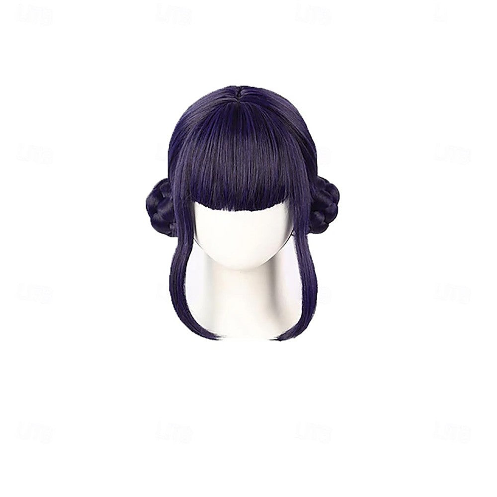 Synthetic Hair Wigs Dark Purple Costume Cosplay Wig Anime Wigs Medium Straight Hair Accessory for Holloween