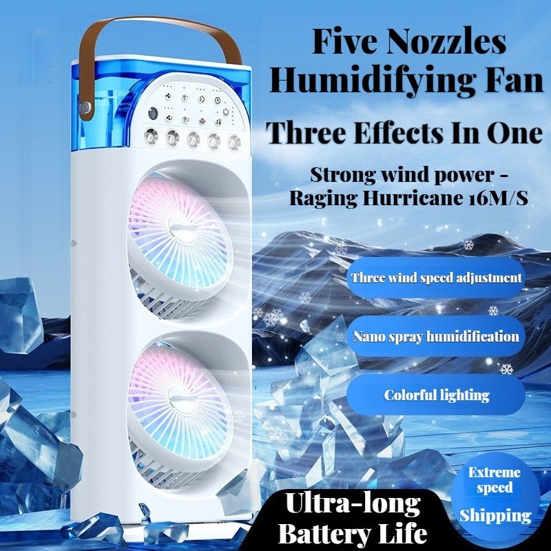Multi-Function Mist Fan with Oscillating Air Conditioner, Aromatherapy, Colorful Lights & Timer for Home Office Use