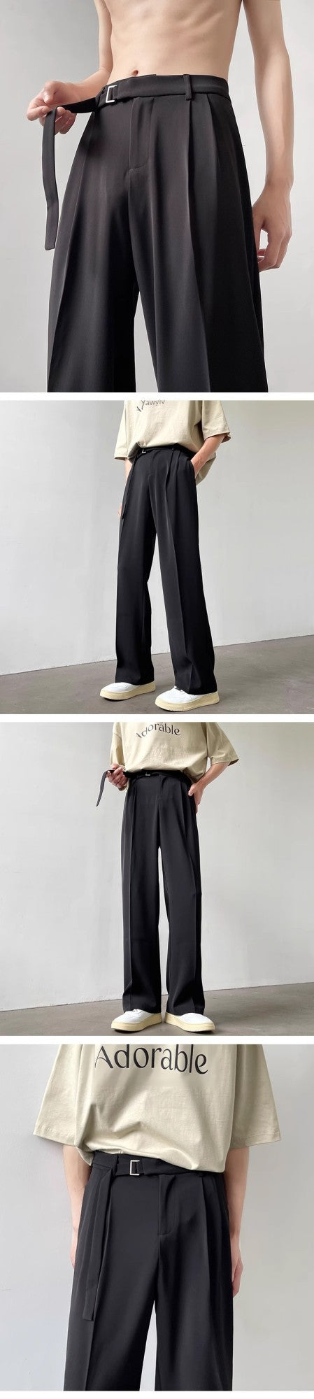 Casualsuit Pants Men's Autumn Japanese Light Luxury Draped Trousers Loose-fit Straight-leg Versatile Wide-leg Long Pants