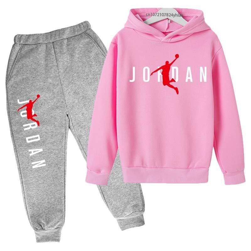 Children Spring Autumn Hoodie Pants Two Piece Suit Boys And Girls Outdoor Sports Set Kid Casual Pullover basketball Coat