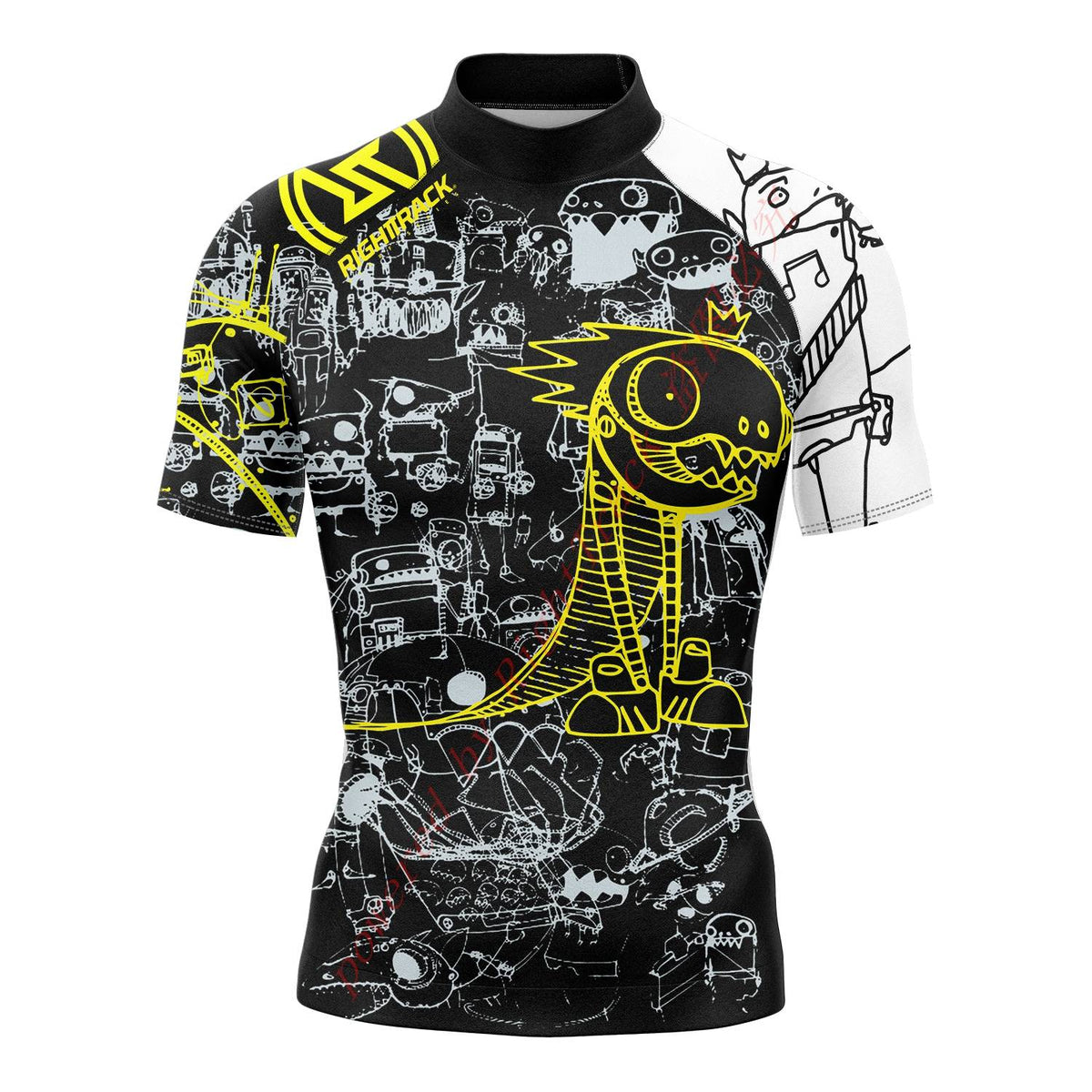 Hot Men's Short Sleeve Surfing Shirt Nautical Diary Lycra Rashguard RIGHTTRACK For Surf Sportswear Beach Swimwear UPF50+ Clothes
