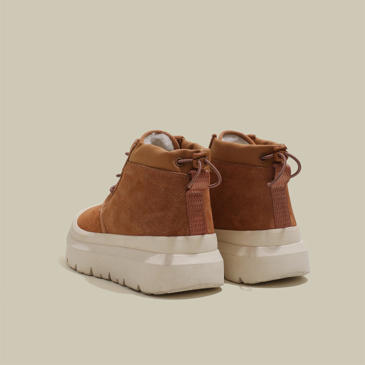 Fujin 4cm New Synthetic Suede Genuine Leather Spring Autumn Ankle Booties Chunky Sneakers High Brand Big Size Plush Women Shoes