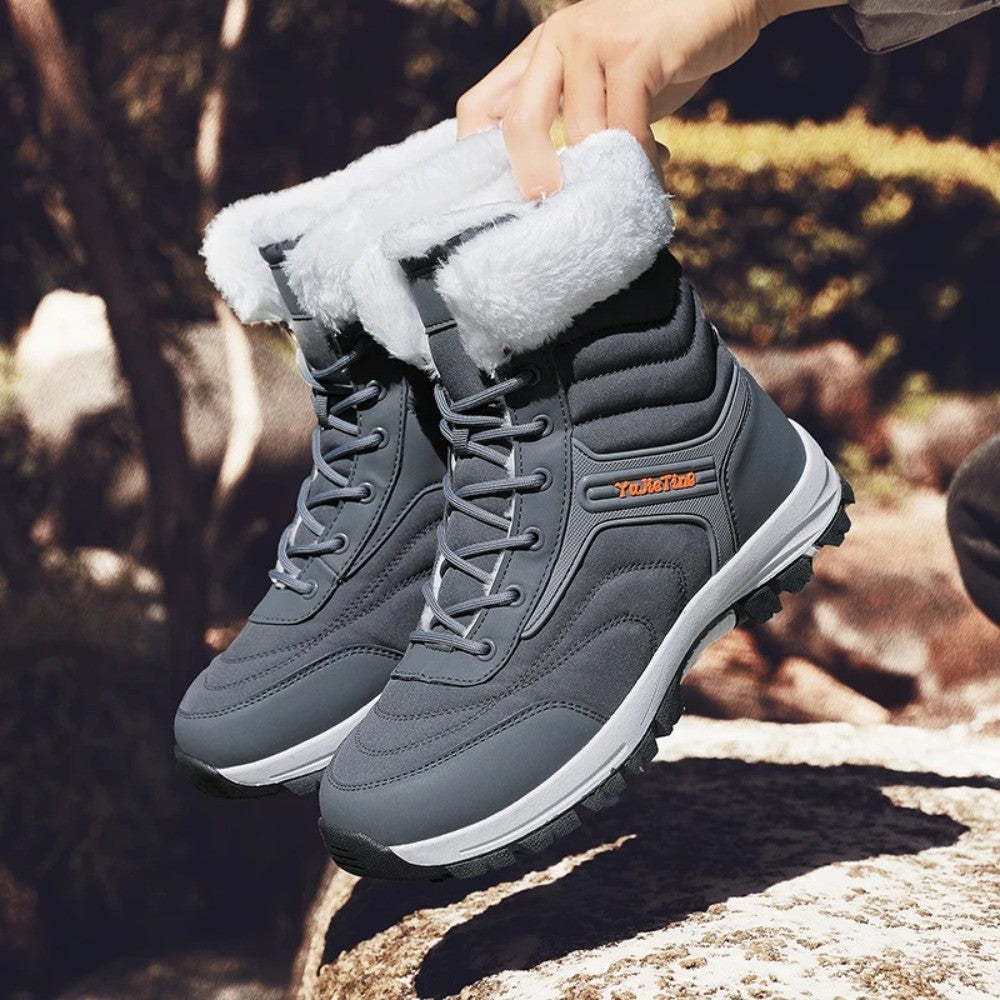 2025Brand Warm Winter Men's Hiking Boots Outdoor Snow Men Boots Men Work Casual Sneakers High Top Keep Warm Non-slip Ankle Boots
