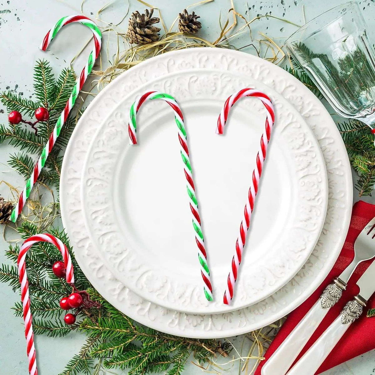 20pcs Christmas Candy Canes Acrylic Xmas Tree Hanging Crutch Pendant New Year Party Home Decoration Ornaments Gifts