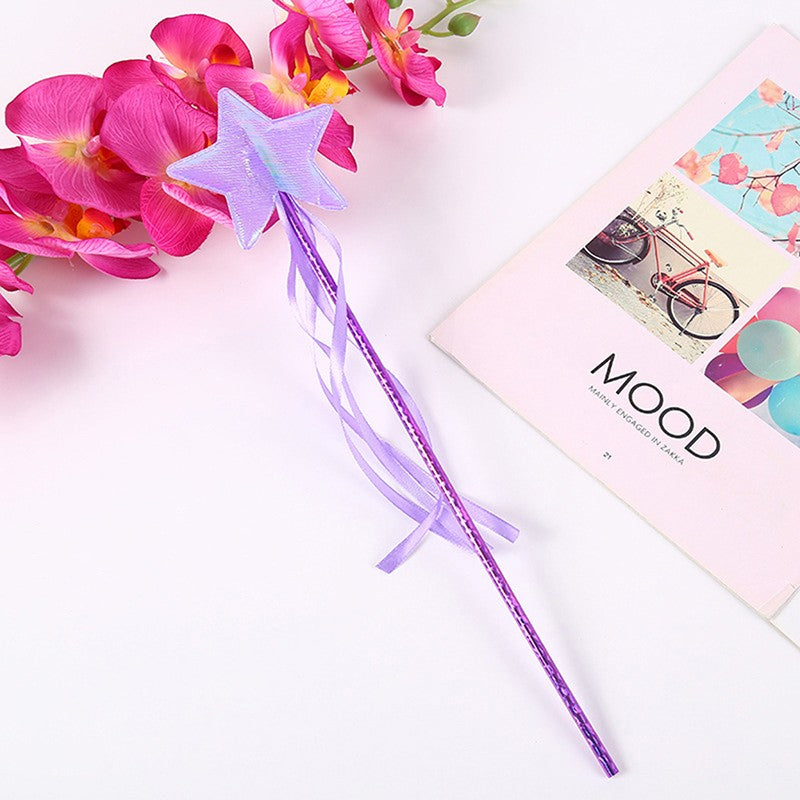 1Pc Fairy Wand Dreamlike Five Pointed Star Fairy Stick Plastic Princess Fairy Cane For Girls Angel Star Wand Halloween Roleplay