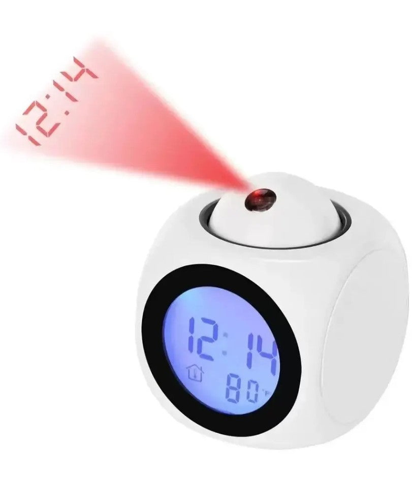 1PCProjection Alarm Clock Ceiling Display Snooze Desk Table Clock Voice Multifunction Digital Projection Clock Temperature Displ