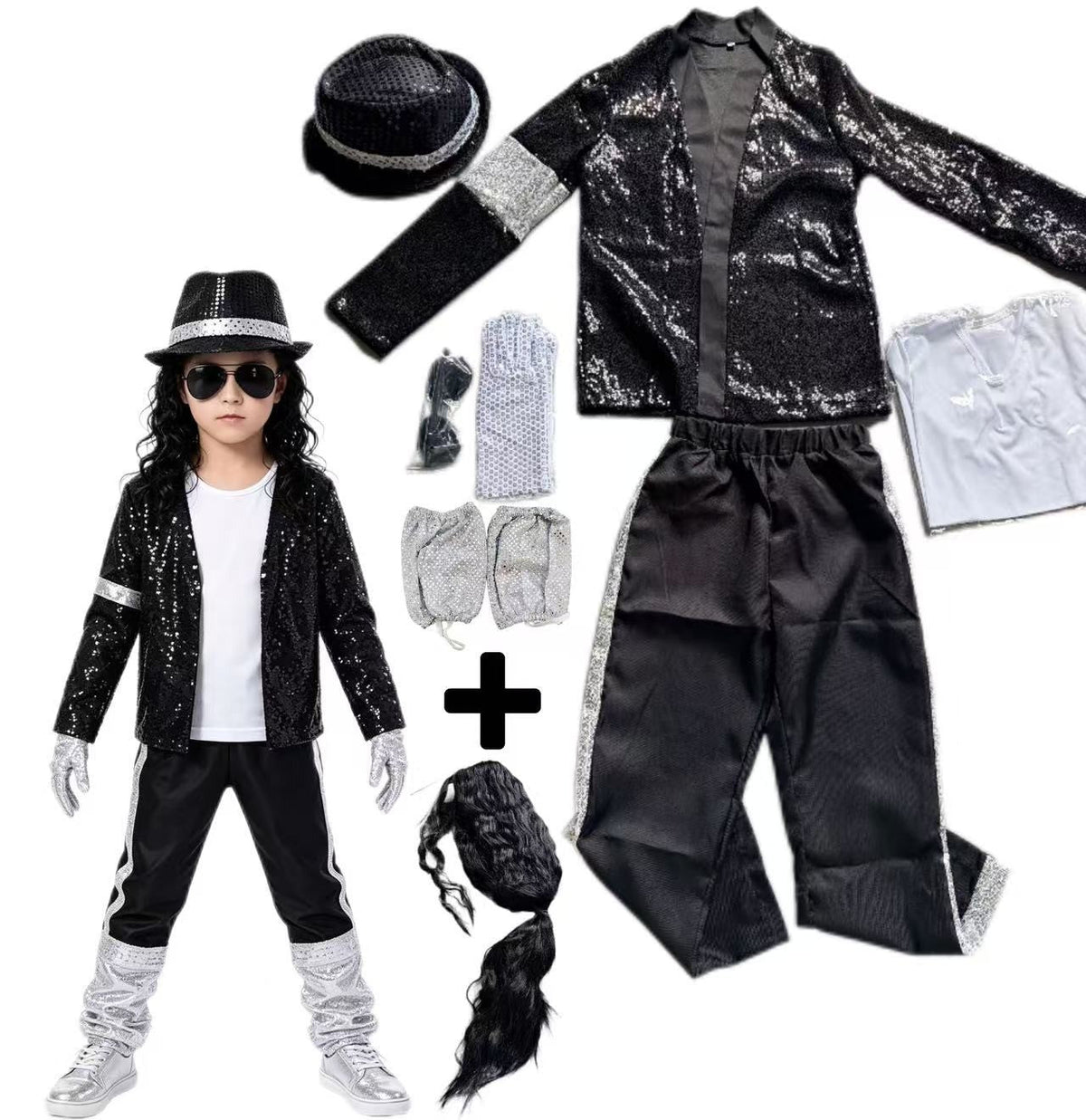 80s 90s Hip Hop Michael Jackson 5 Costume Boys Superstar Singer Outfit Halloween Carnival Stage Dance Cosplay Party Wear