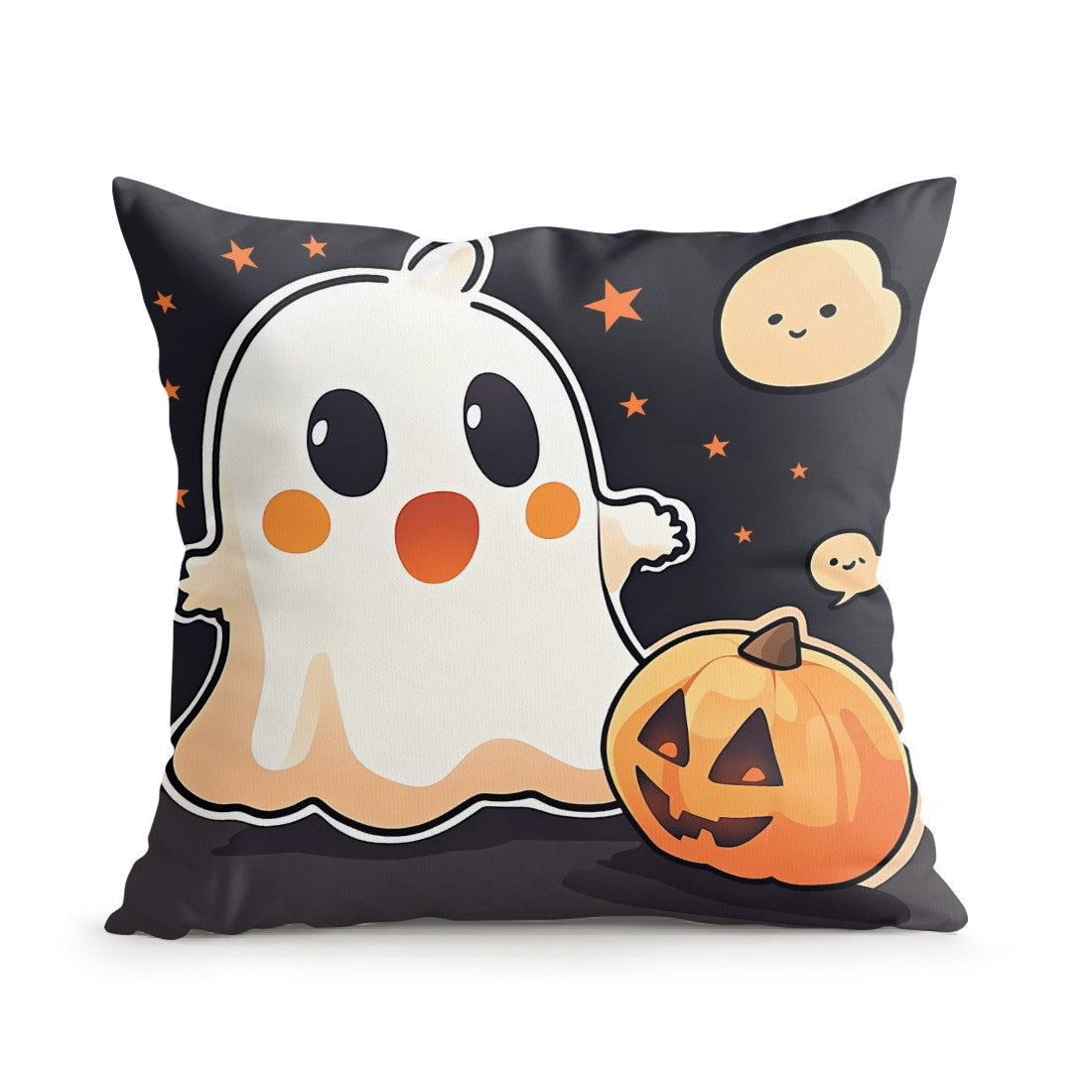 Halloween Ghost Pumpkin Print Cushion Cover Peach Skin Velvet Room Home Sofa Living Office Car Simplicity Pillow Cover 45x45CM