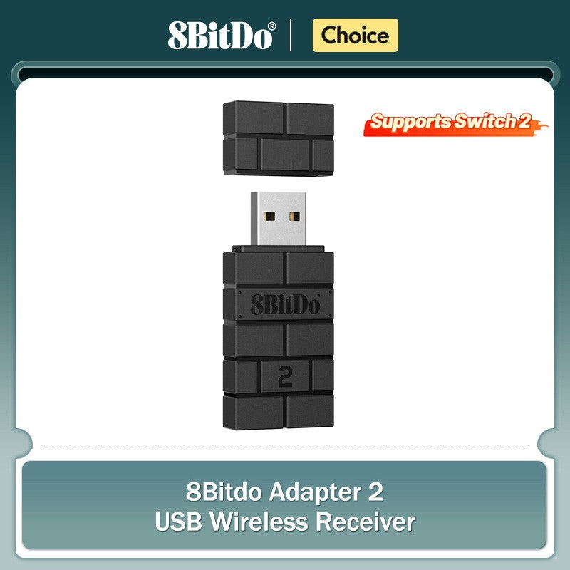 8BitDo USB Wireless Bluetooth Adapter 2 Receiver for Nintendo Switch 1, 2 PS1 Raspberry Pi Mini PS4 Controller for PS5 Handle
