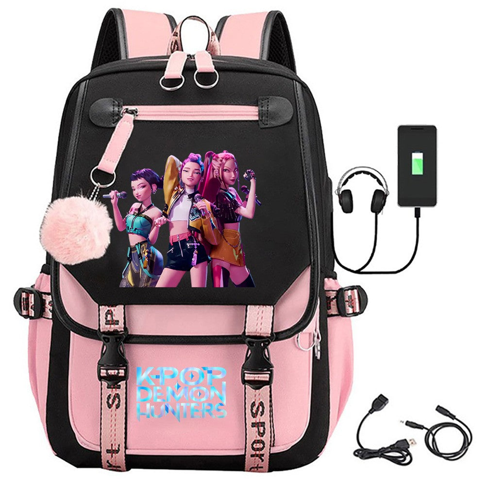 School Backpack for Students KPop Movie Daily Bagpack 2025 Hot Movie Print Backpacks for Girl Boy Laptop Usb Port Bag for Kids