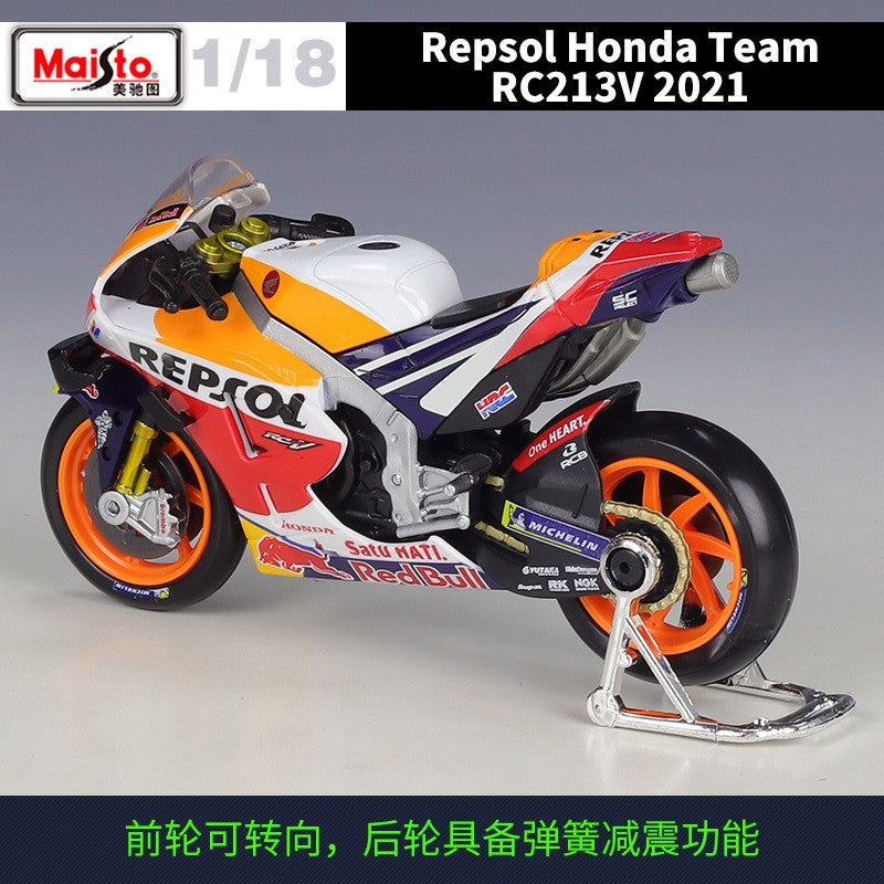 Maisto 1:18 Honda Rc213v Racing Car 2021 moto Gp #44 #93 Racing Imitation Alloy Motorcycle Model Finished Toy Gift Collection