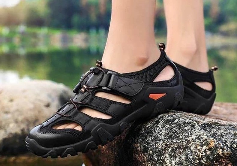 New Summer Mens Sandals Genuine Leather Antiskid Breathable Outdoor Sandalias Trekking Casual Beach Shoe Male Loafers Big Size