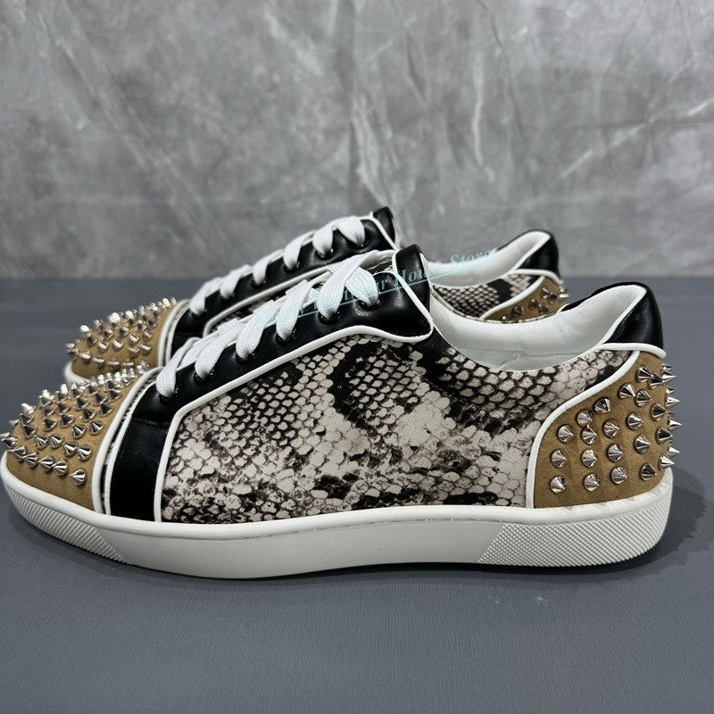 Men Fashion Snake Print Rivet Decoration Loafer Shoes Comfortable Flat Heel Lace Up Round Toe Male Paty Casual Single Shoes