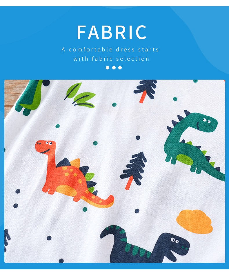Newborn Clothes Cute Cartoon Dinosaur Full Print CottonComfortable And SoftSummer Boys And Girls0-18 Short Sleeved Baby Jumpsuit