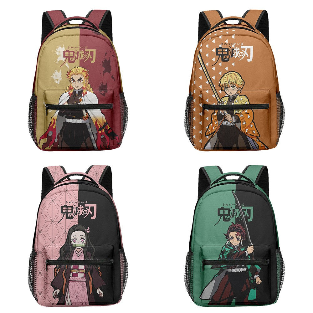 Anime Demon Slayer Tanjiro Nezuko 3D Printed Backpack for College Students Large School Bag 15 Inch Laptop Bag Middle School