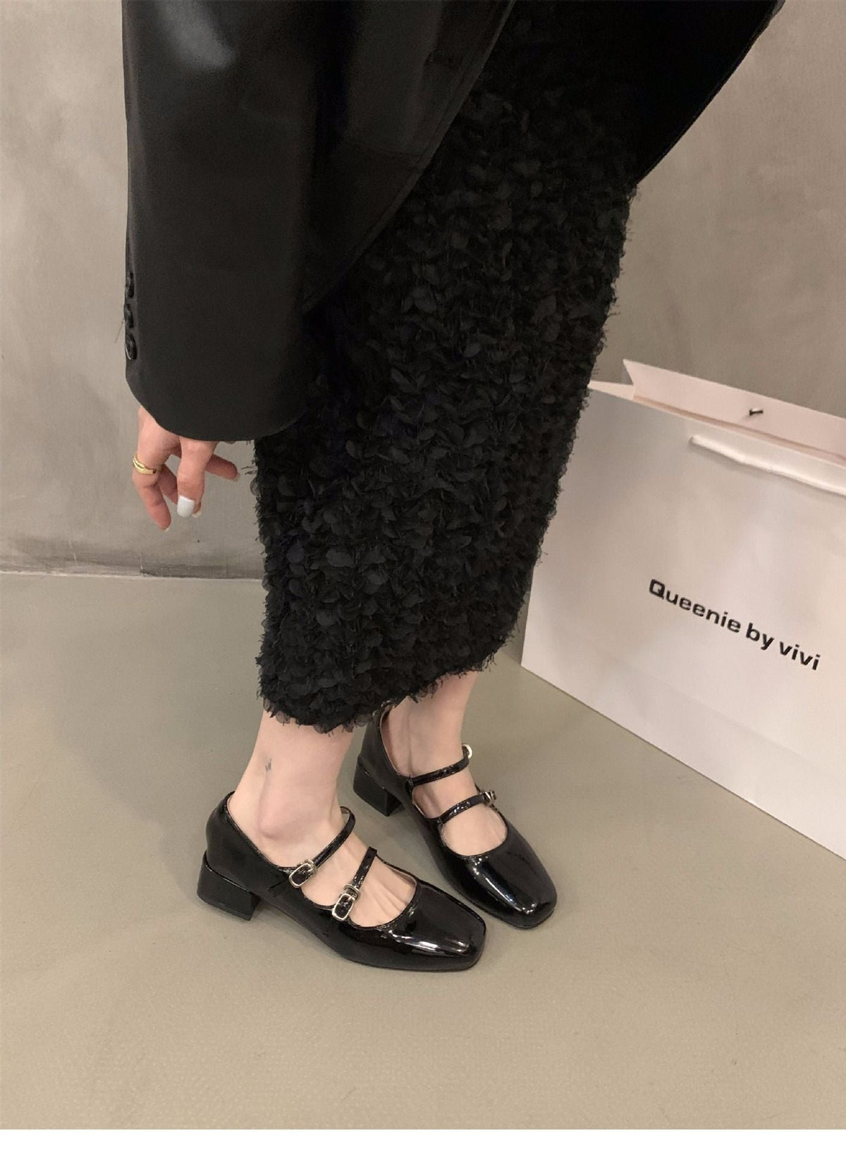 Mary Jane Shoes for Women Retro Medium Heel Women's Single Shoes Fashion Gloss Soft Comfort Ballet Shoes Zapatos De Mujer