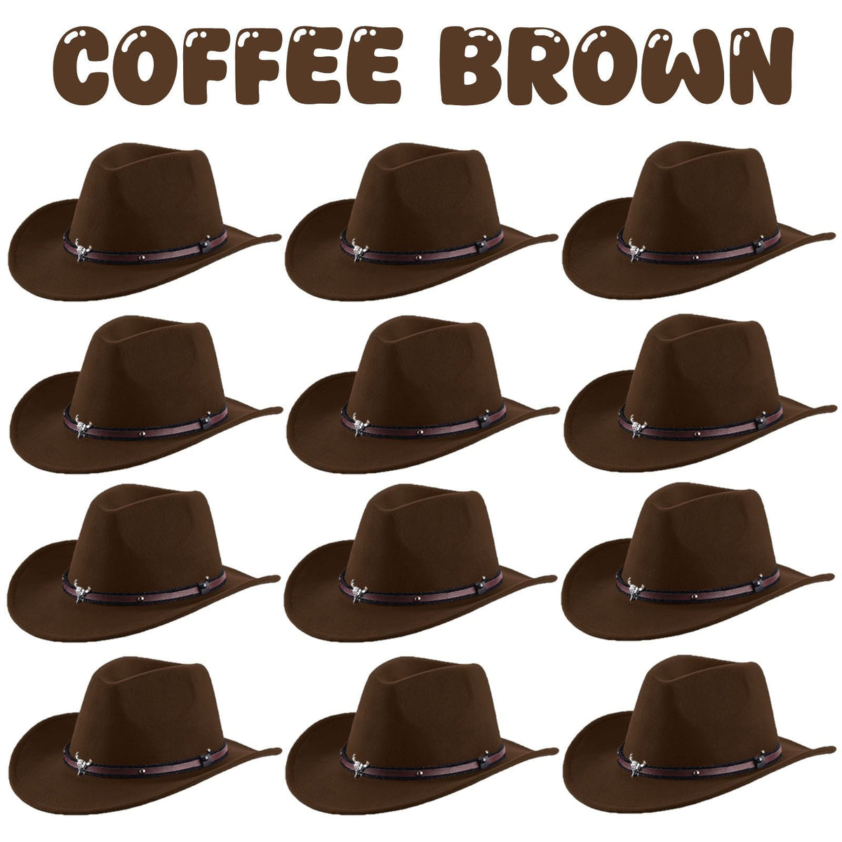 4-24Pcs Western Cowboy Hat for Men Women Adjustable Felt Cowgirl Hats Wide Brim Fedoras Hat for Adult Bachelor Party Costume